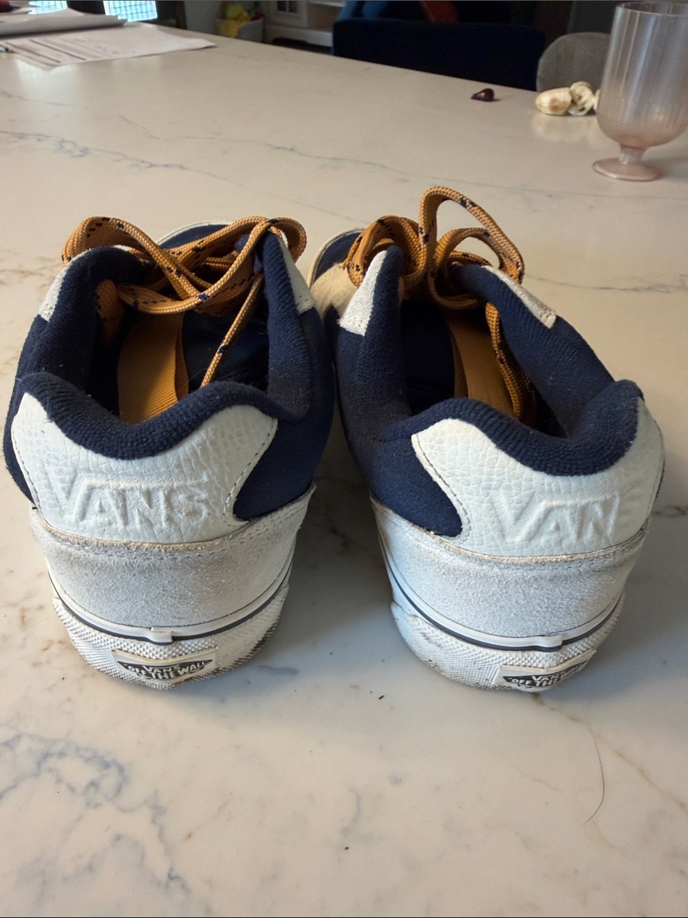 Vans Low-Top Sneakers in Navy, Cream & Mustard - Picture 2 of 4